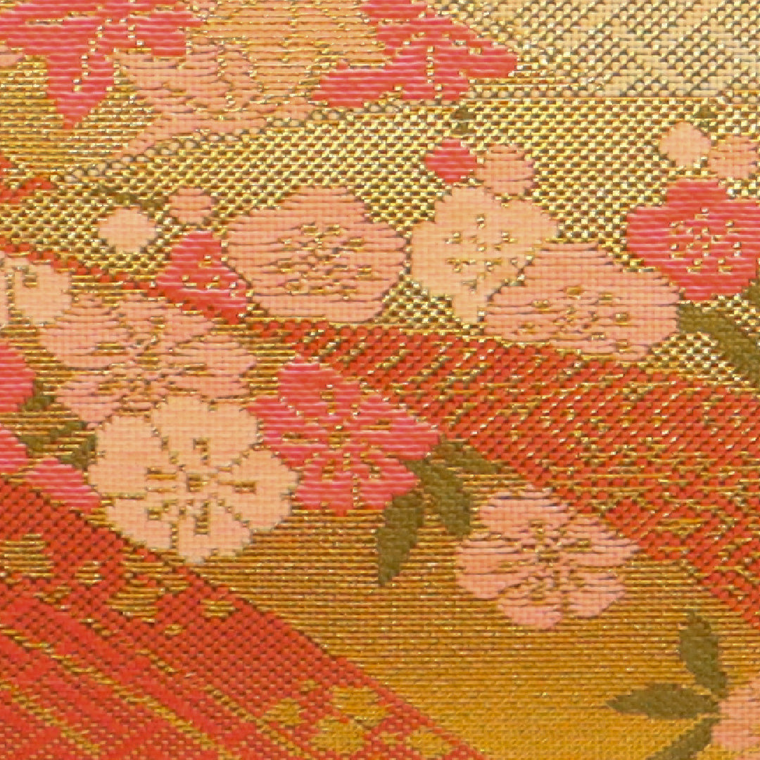 草履・バッグセット 礼装用 Sサイズ 22cm 高さ6cm 錦織 正絹 朱系 金系 1251-00470