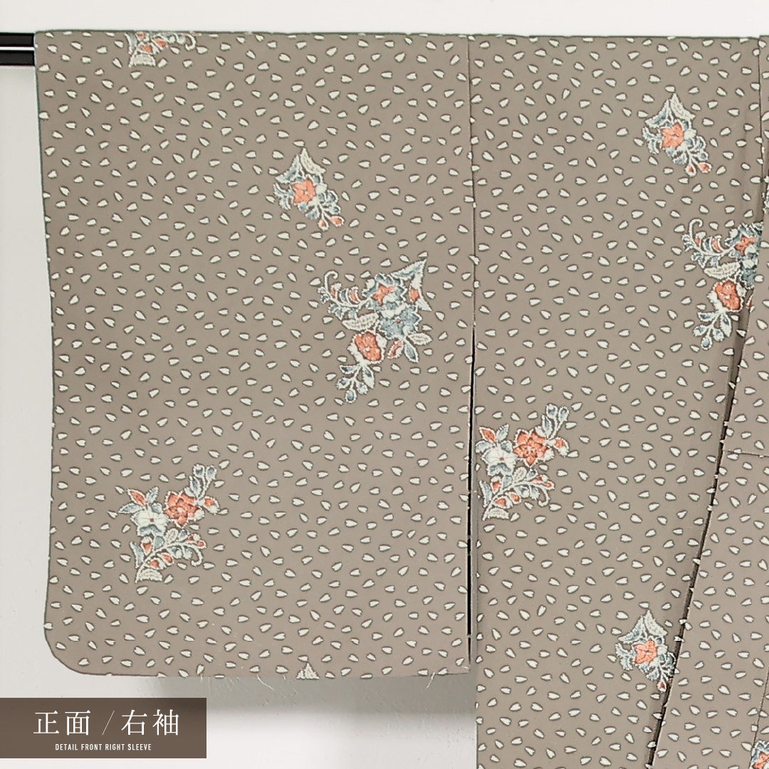 洗える着物 小紋 袷 身丈142cm 裄丈62cm ポリエステル Sランク インフォーマル バチ衿 Lサイズ 桔梗 緑系 RP 1221-17540