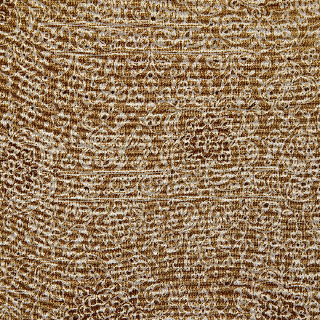 小紋 単衣 身丈146cm 裄丈64cm 正絹 Aランク インフォーマル 広衿 XSサイズ 宝相華 黄系 RP 1221-12315