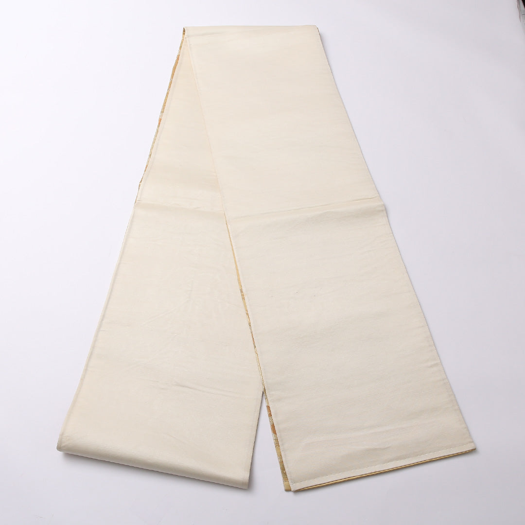 袋帯 帯丈420cm 正絹 六通 フォーマル 琳派 几帳 椿 金系 朱系 1243-01581
