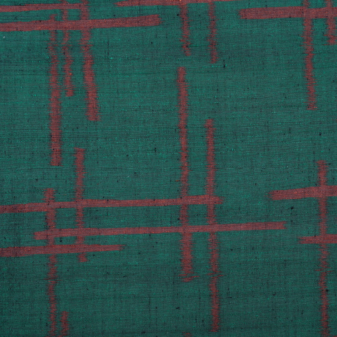 紬(真綿紬) 袷 身丈157cm 裄丈62cm 正絹 Sランク Mサイズ 広衿 カジュアル 創作柄 緑系 1216-03161