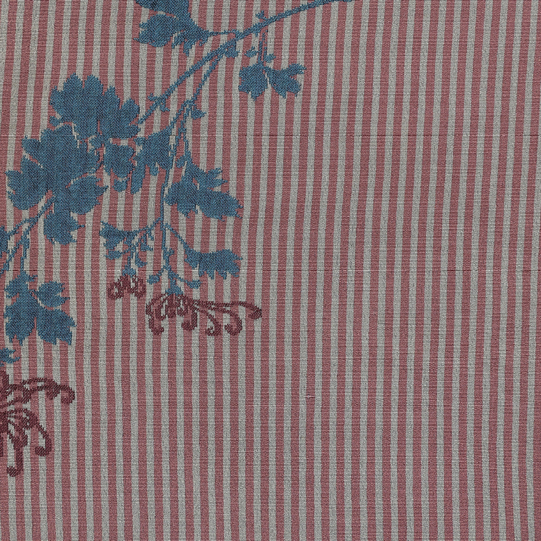 アンティーク 小紋 単衣 身丈146cm 裄61.5cm 正絹 菊 居敷当て 刺繍 縞 茶系 Cランク 1215-02305