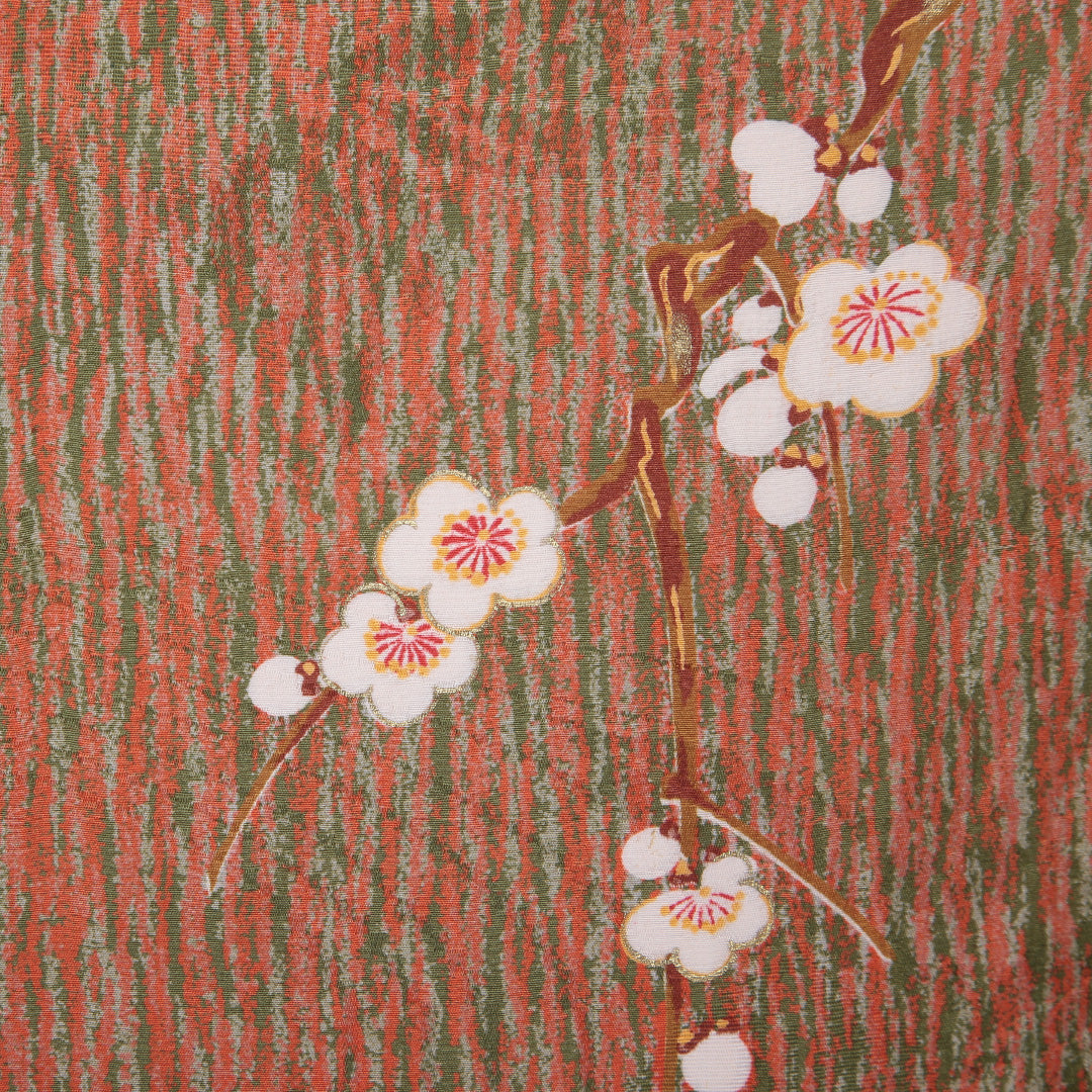 アンティーク 小紋 袷 身丈147cm 裄丈65cm 正絹 Aランク XSサイズ 広衿 梅 朱系 紫系 1215-02093
