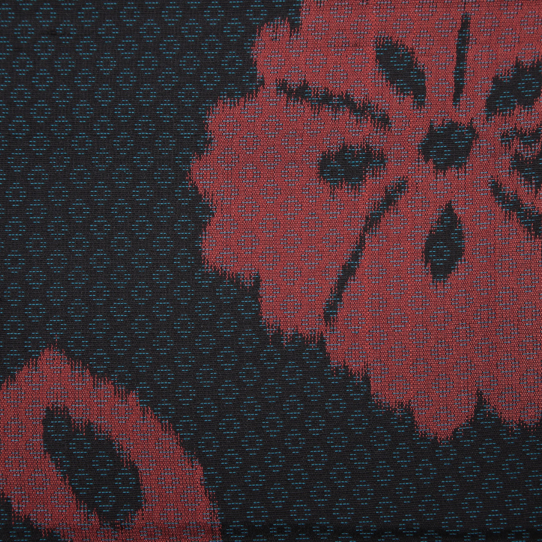 アンティーク 紬 袷 身丈148cm 裄丈63cm 正絹 Aランク XSサイズ 広衿 紋意匠 鹿の子 撫子 黒系 1216-03426