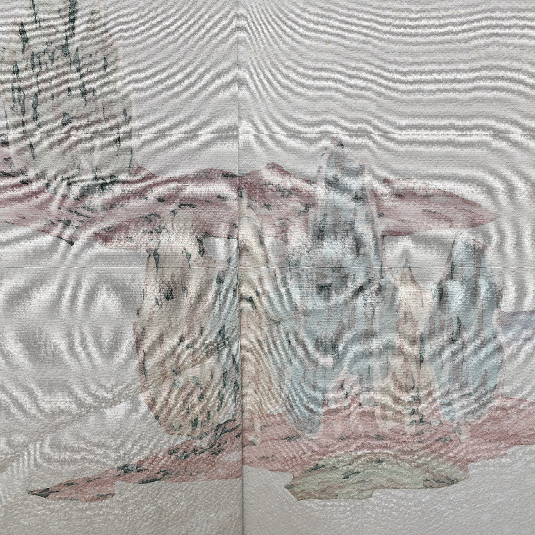 訪問着 単衣 身丈161cm 裄64.5cm 正絹 風景 Cランク 1212-00729