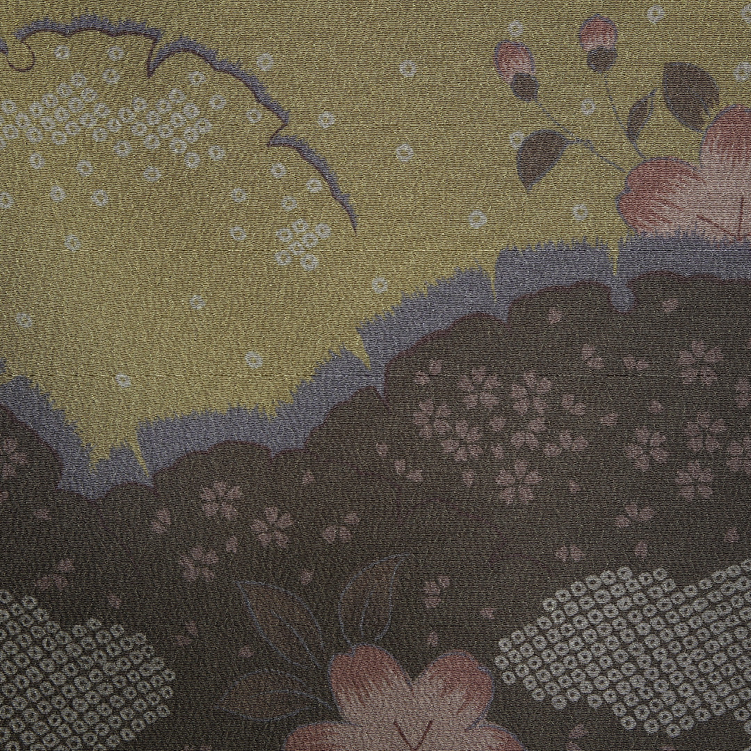 小振袖 身丈165cm 裄丈66cm 袷 洗える着物 ポリエステル Sランク 広衿 桜 雪輪 雲取 1213-F0368