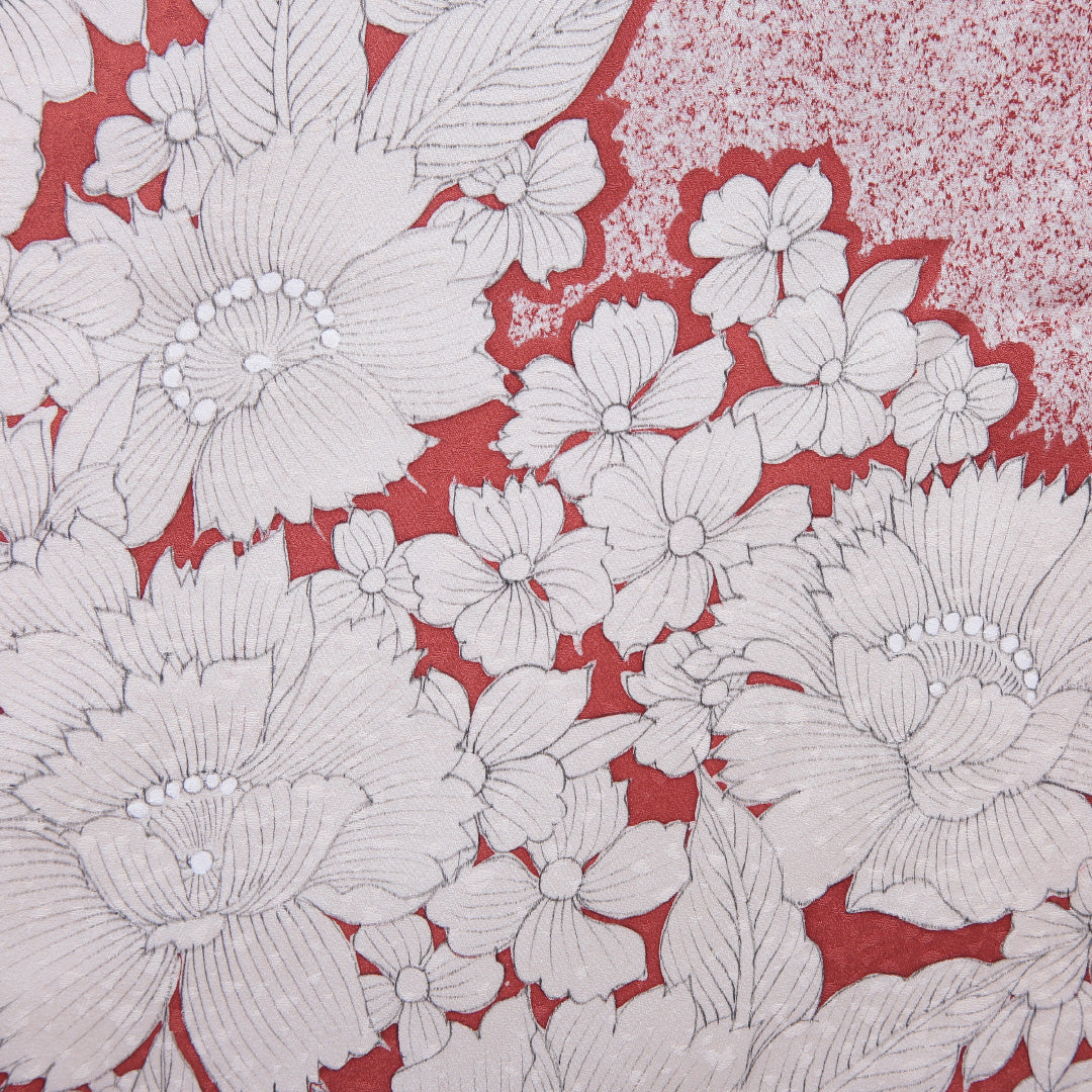 訪問着 袷 身丈160~164cm 裄66.5cm 正絹 牡丹 白系 Aランク 1212-00535