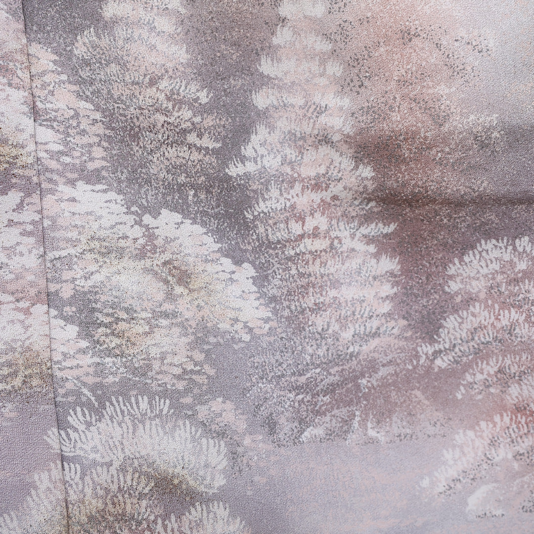 訪問着 袷 身丈157cm 裄64.5cm 正絹 風景 手描き 金彩 Bランク 1212-00731