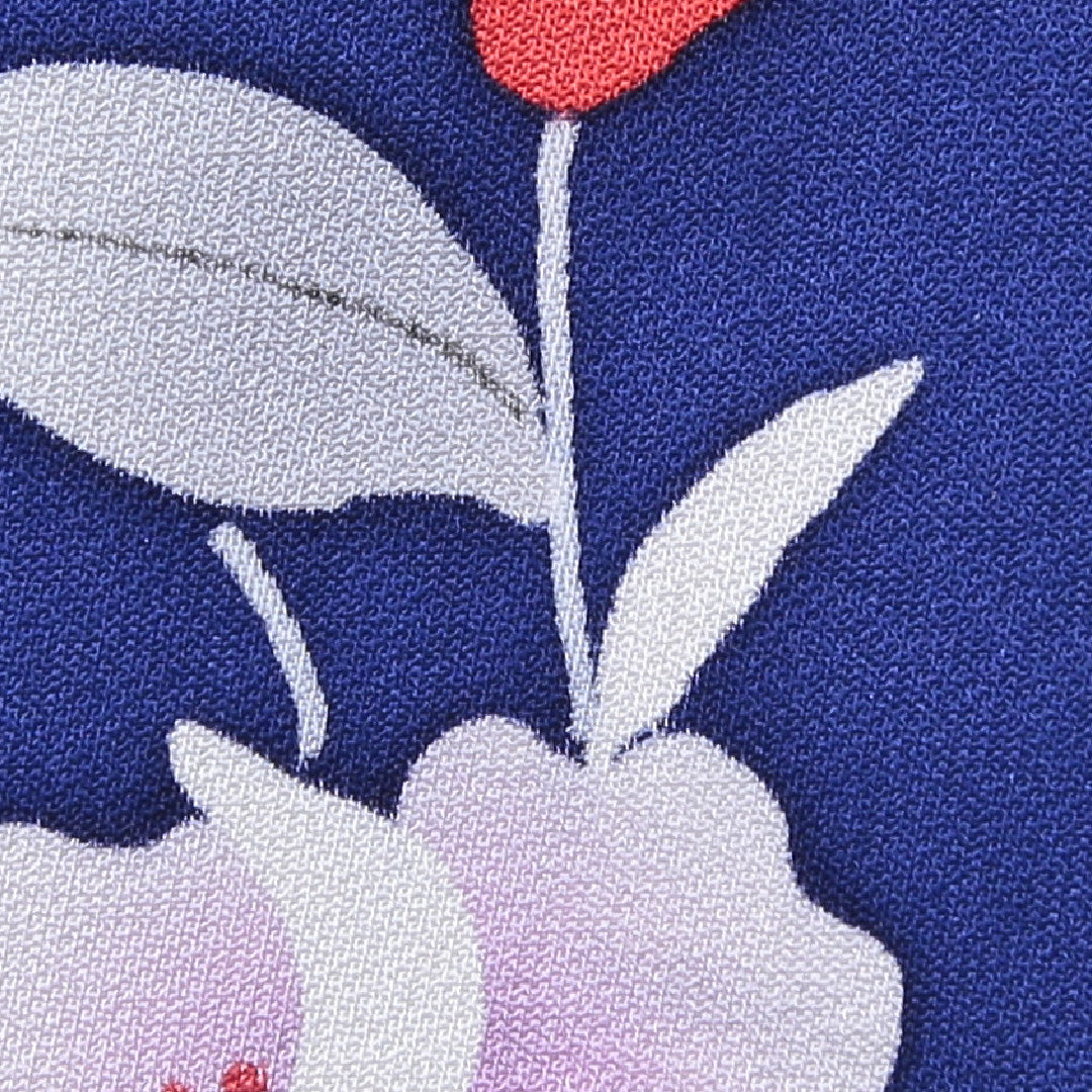 羽織 袷 身丈82cm 裄丈65cm 正絹 Sランク Mサイズ カジュアル 紐あり 植物柄 青系 1217-05935