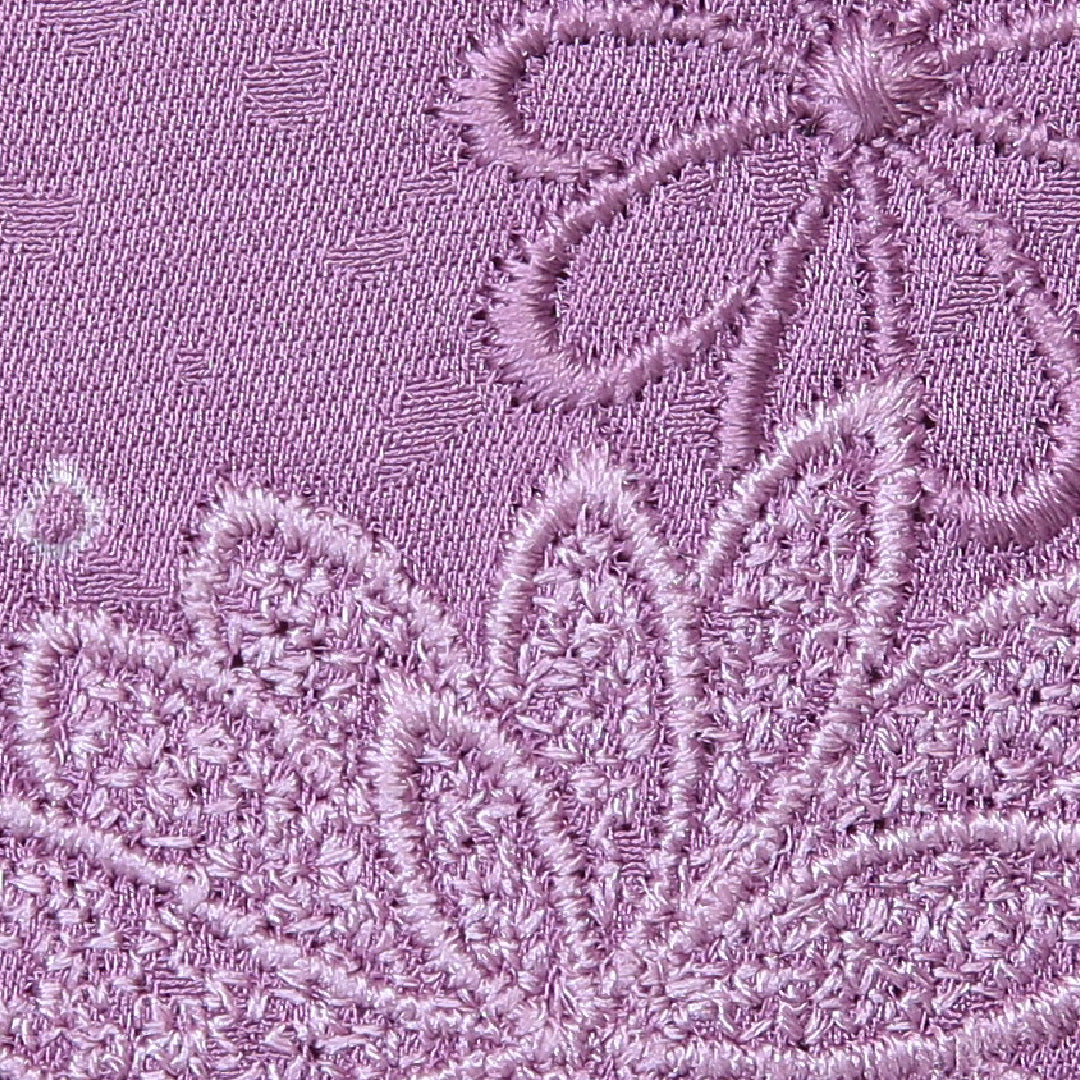 羽織 袷 身丈84cm 裄丈62cm 正絹 Aランク カジュアル Sサイズ ふくれ織 刺繍 紐あり 花柄 紫系 RP 1232-06036