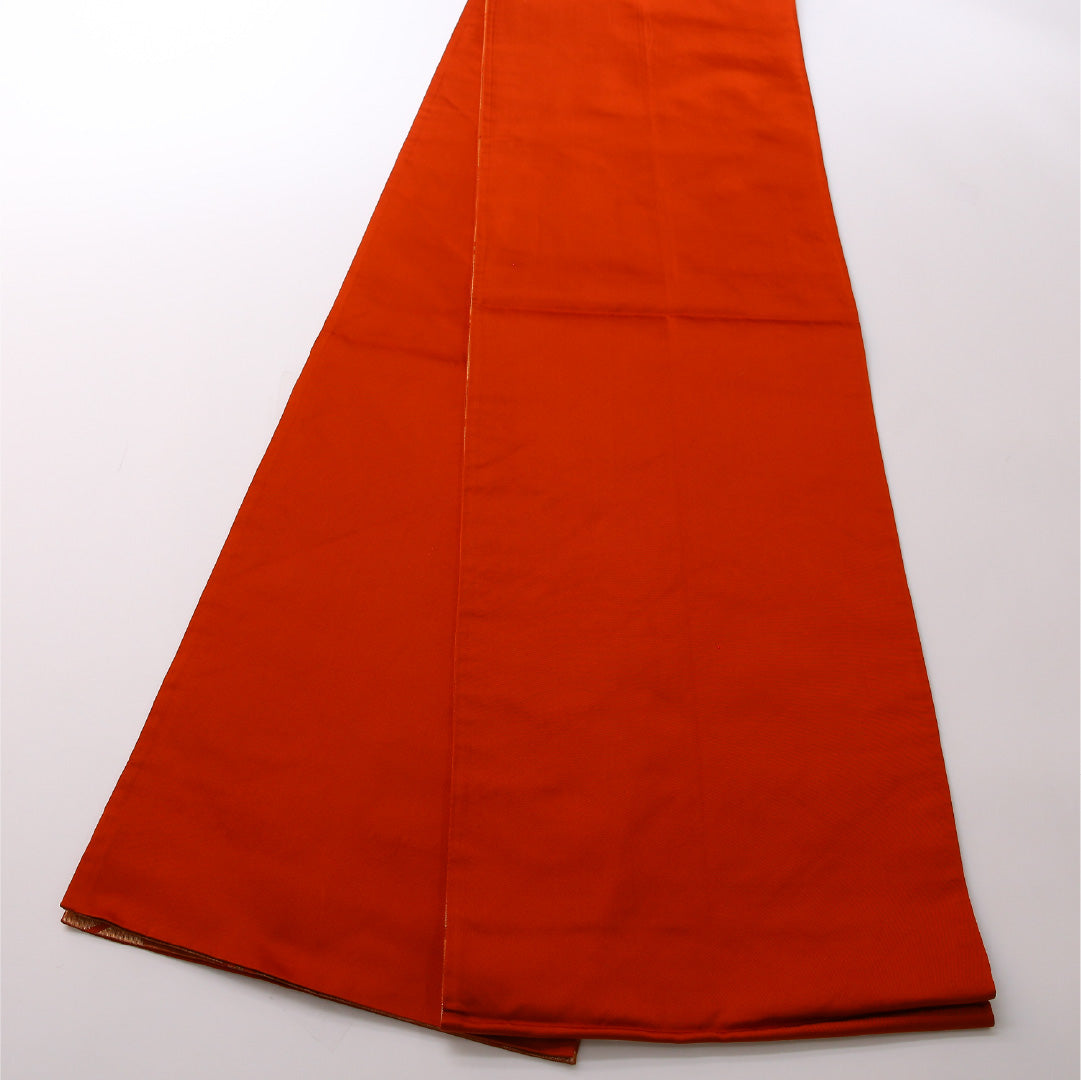 九寸名古屋帯 Sランク 帯丈420cm 正絹 六通 開き仕立て 帯芯なし 織り セミフォーマル 菱 朱系 LP 1245-02850