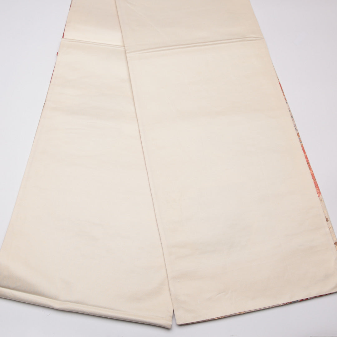 袋帯 帯丈428cm 正絹 六通 鏡裏花鳥文 フォーマル 鏡裏文 花鳥文 ピンク系 1243-01137