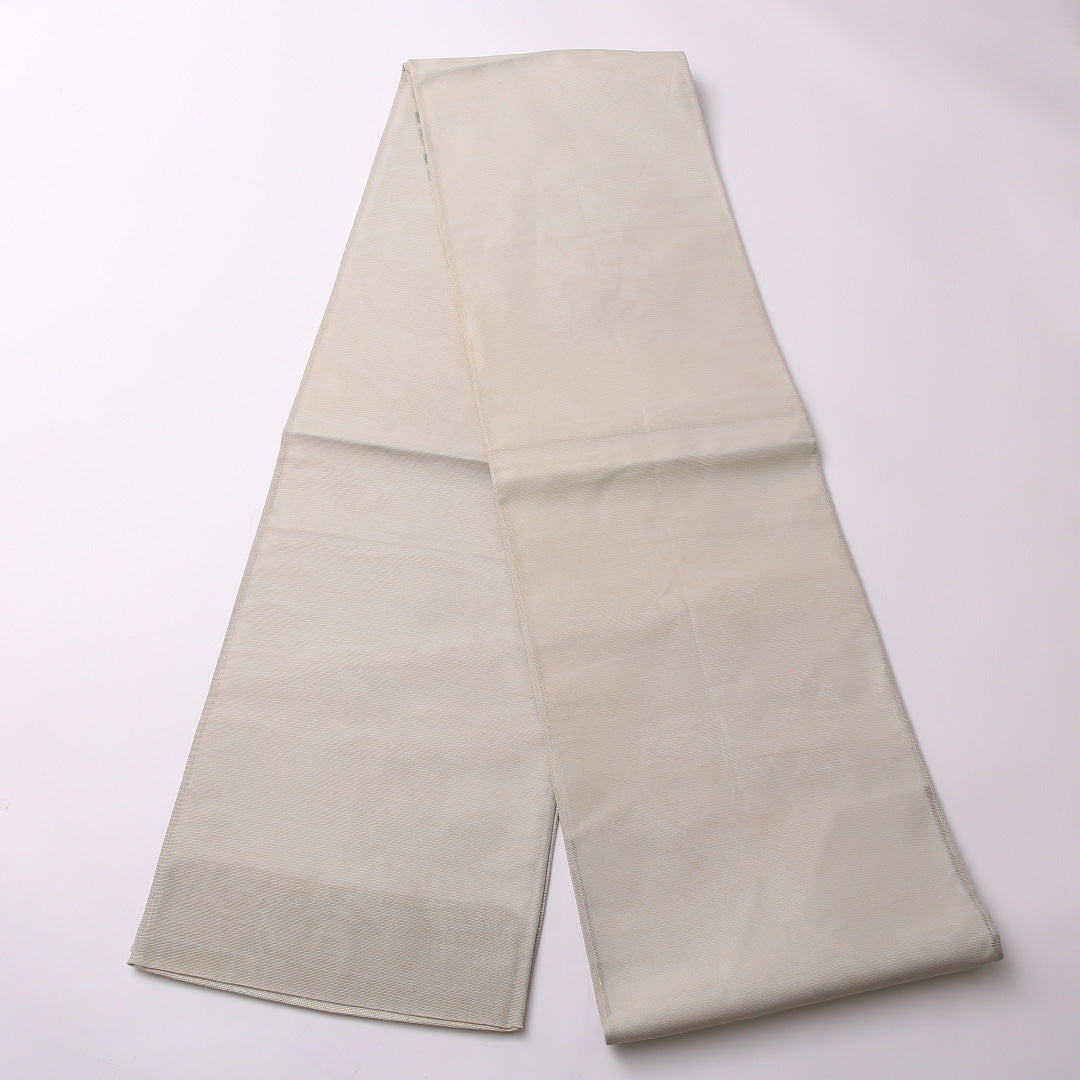 袋帯(切嵌め) 帯丈428cm 正絹 ポイント柄 インフォーマル 秋草文 クリーム系 グレー系 1243-01555