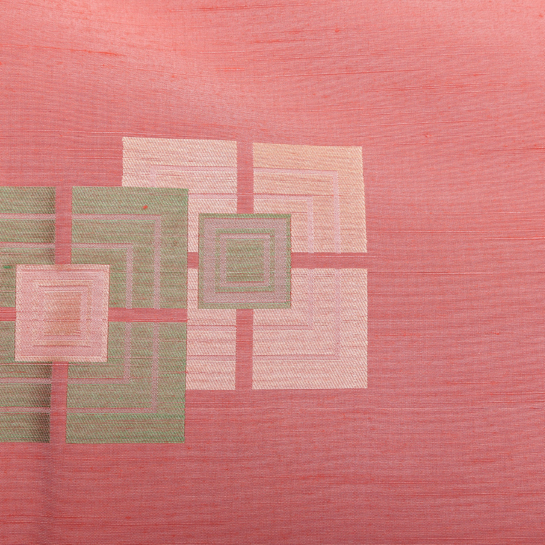 紬(飯田紬) 袷 身丈162cm 裄丈63cm 正絹 Aランク Lサイズ 広衿 インフォーマル しつけ糸 ピンク系 1216-03055