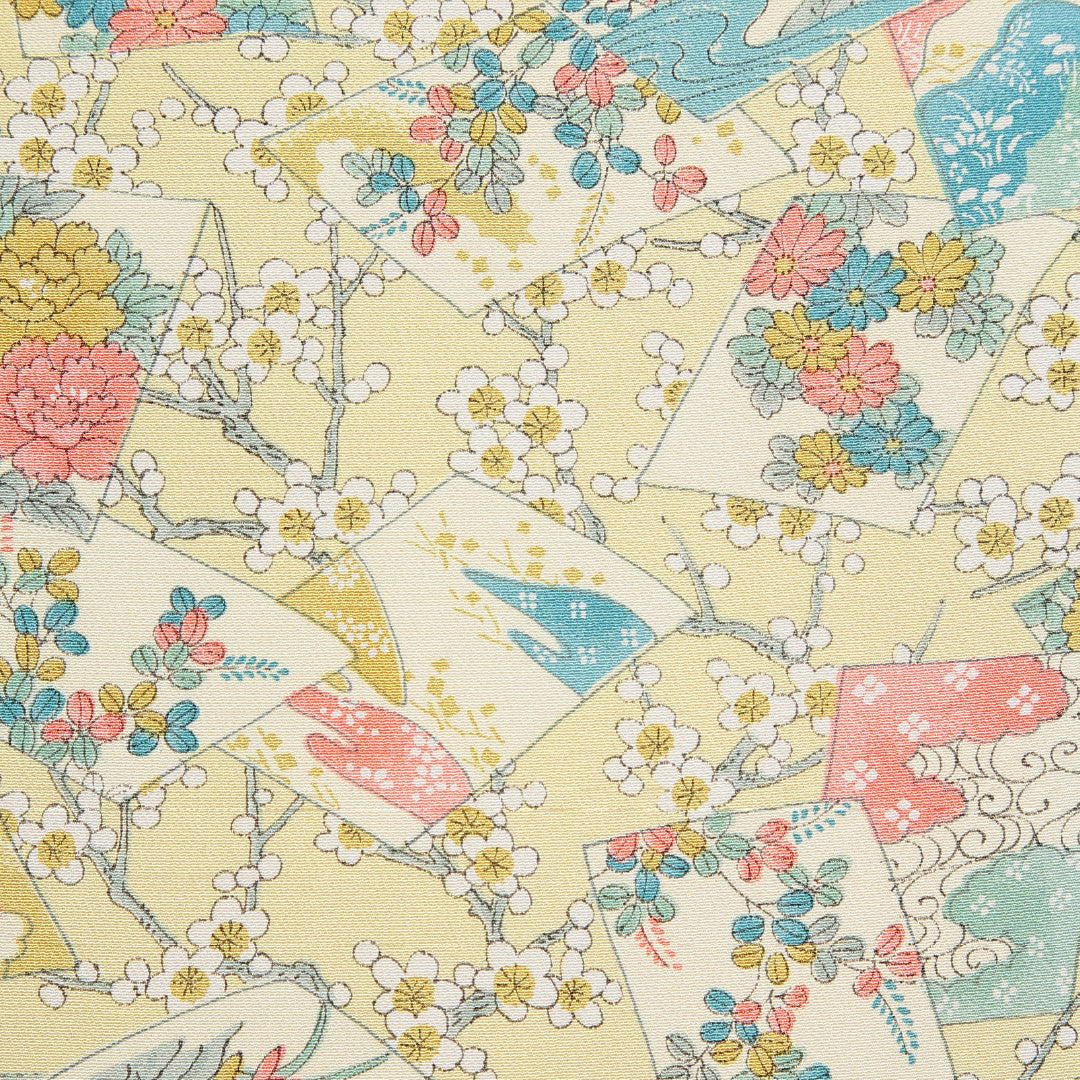 未使用品 羽織 袷 身丈82cm 裄丈62cm 正絹 Nランク カジュアル Sサイズ 紐あり しつけ糸 色紙 梅 クリーム系 RP 1232-14738