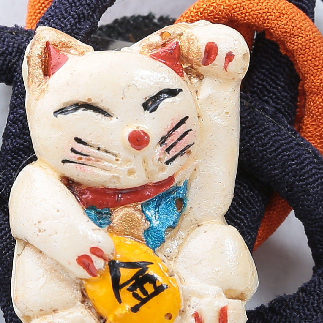帯留め Aランク ハンドメイド ピン 紺系 1231-000116
