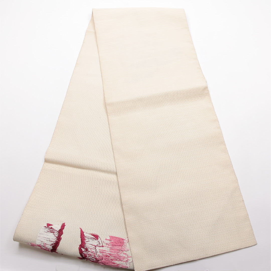 八寸名古屋帯 (夏帯) 帯丈363cm 正絹 ポイント柄 松葉仕立て 織り カジュアル 紫陽花 クリーム系 RP 1245-01960
