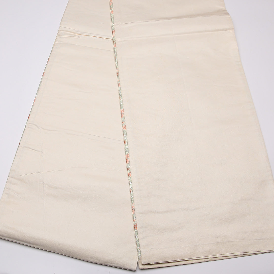袋帯 帯丈436cm 六通 桜 菊 白系 セミフォーマル ピンク系 正絹 Aランク 1223-01087