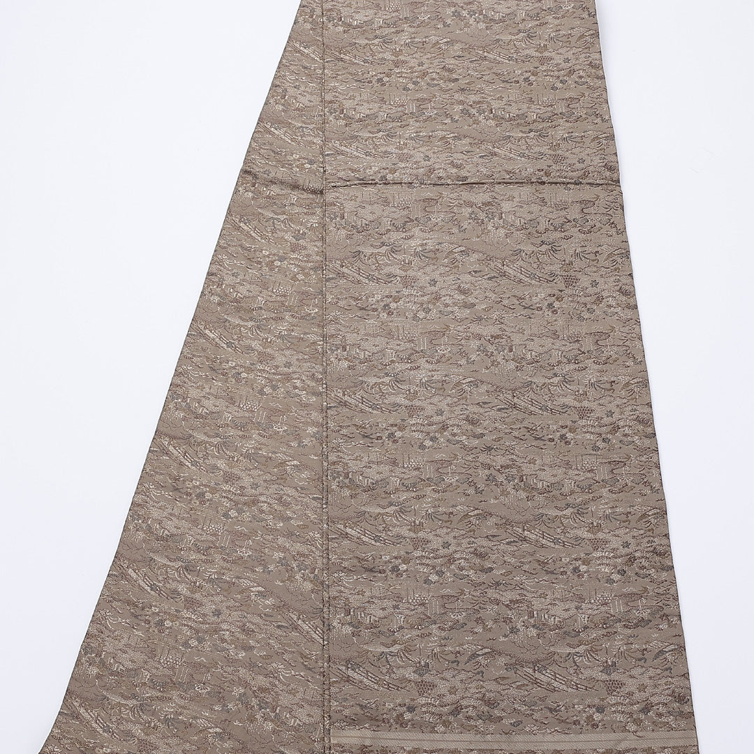 アンティーク 丸帯 帯丈408cm 全通 茶屋辻 カジュアル グレー系 正絹 Sランク 1223-00902