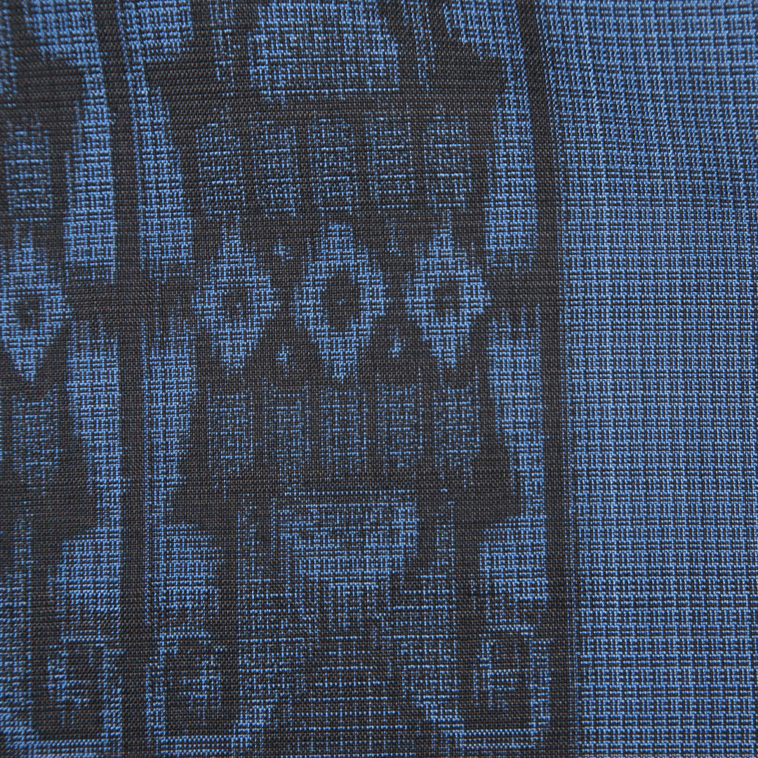 紬 単衣 身丈151cm 裄丈62cm 正絹 Bランク Sサイズ バチ衿 カジュアル 市松 青系 1216-03505