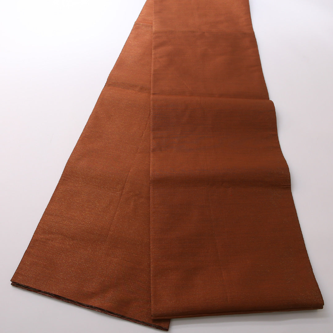 袋帯 帯丈432cm 全通 インフォーマル Sランク 正絹 すくい織 創作柄 レトロ 控え目 茶系 1223-01637