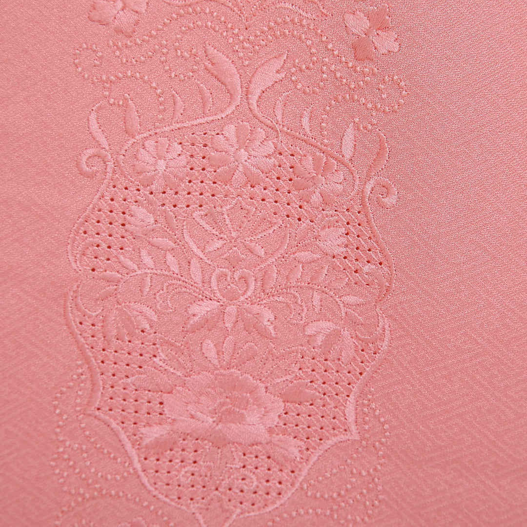 色無地 身丈161cm 裄丈65cm Sランク 袷 一つ紋 正絹 広衿 付下げ 蘇州刺繍 汕頭刺繍 五三桐 地紋あり 1214-10049
