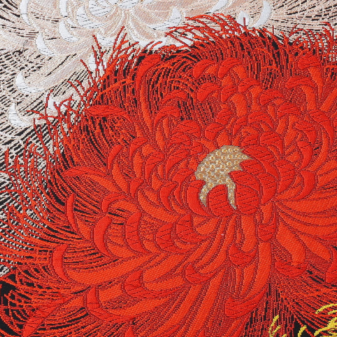 袋帯 帯丈424cm 六通 仕立て上がり フォーマル Sランク 菊 金糸 銀糸 黒系 122300607210