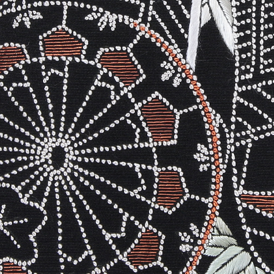 黒羽織 袷 身丈78cm 裄丈64cm 正絹 Sランク インフォーマル Mサイズ 蘇州刺繍 相良刺繍 紐あり 花車 黒系 PO 1233-05877