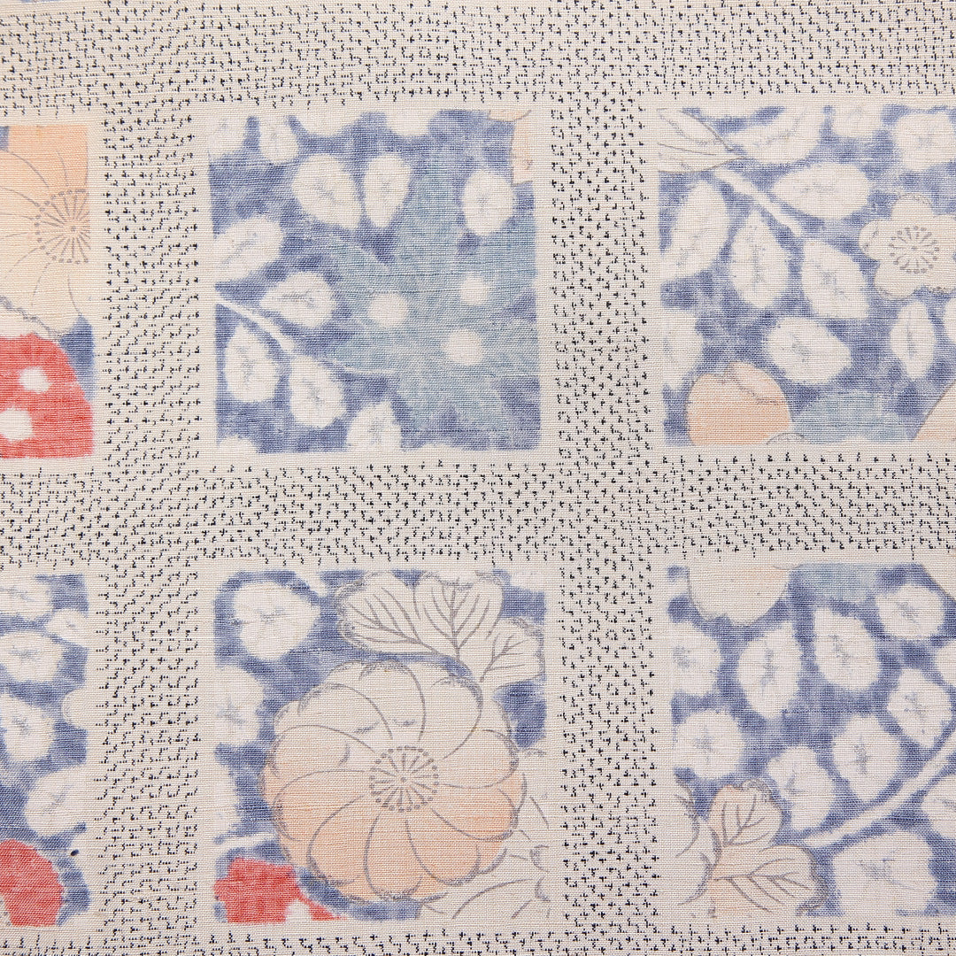紬 身丈164cm 裄丈63.5cm L 正絹 Cランク 袷 広衿 紬 後染め 絵札 紅葉 桜 菊 梅 1216-10946