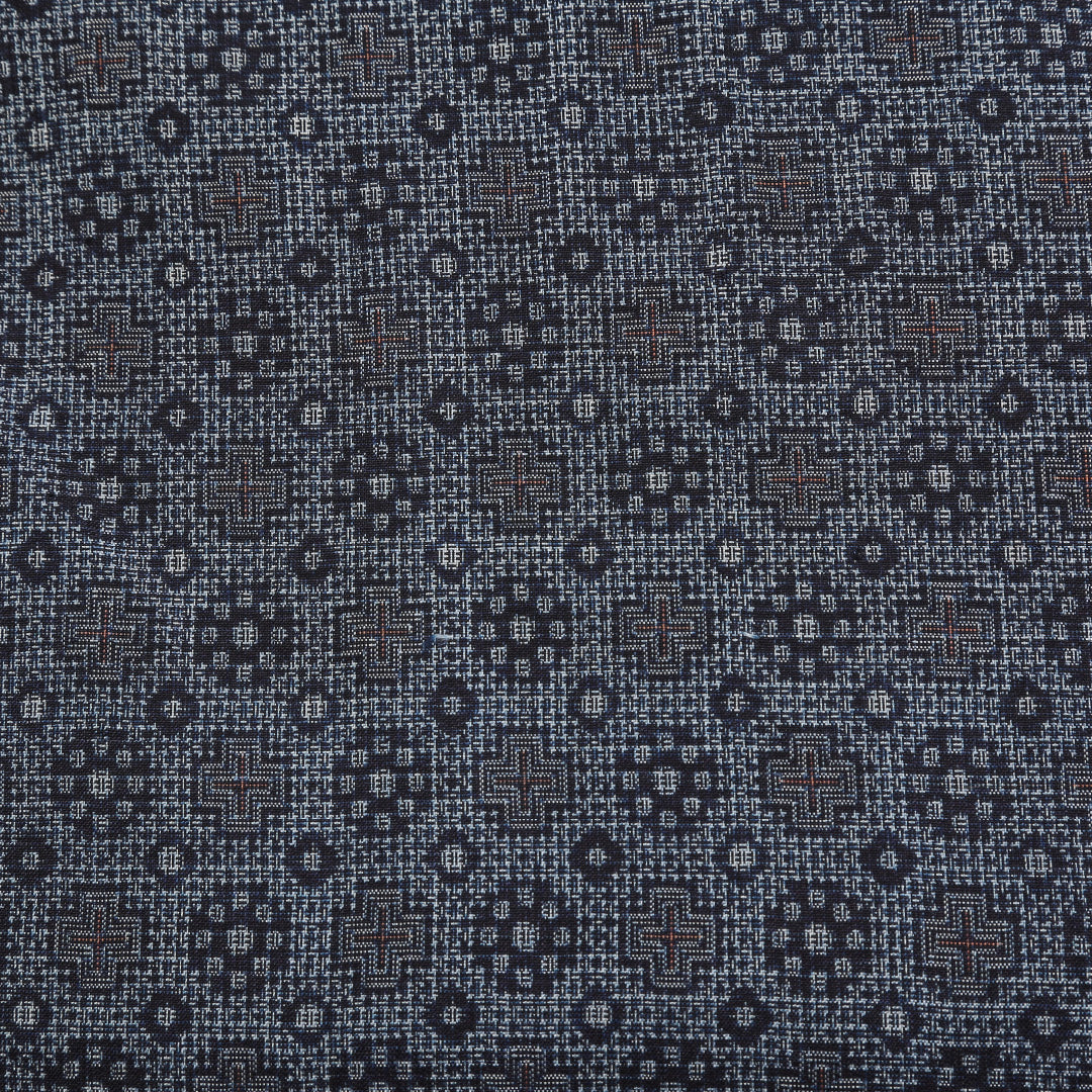 紬 袷 身丈154cm 裄丈62cm 正絹 Aランク Sサイズ 広衿 カジュアル 幾何学柄 グレー系 1216-03172