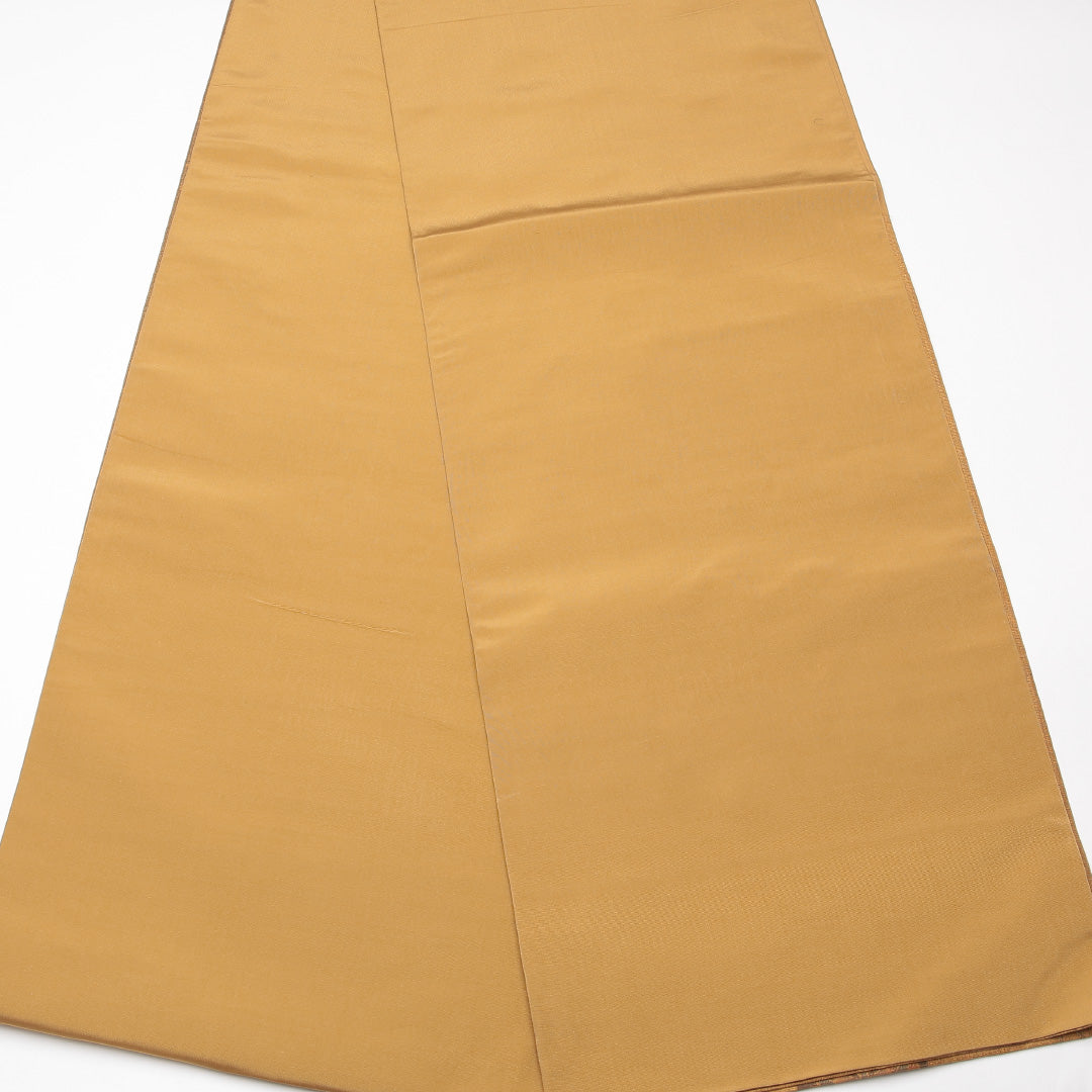 袋帯(紬) 帯丈428cm 正絹 六通 染め帯 カジュアル 花菱 黄系 1243-01252