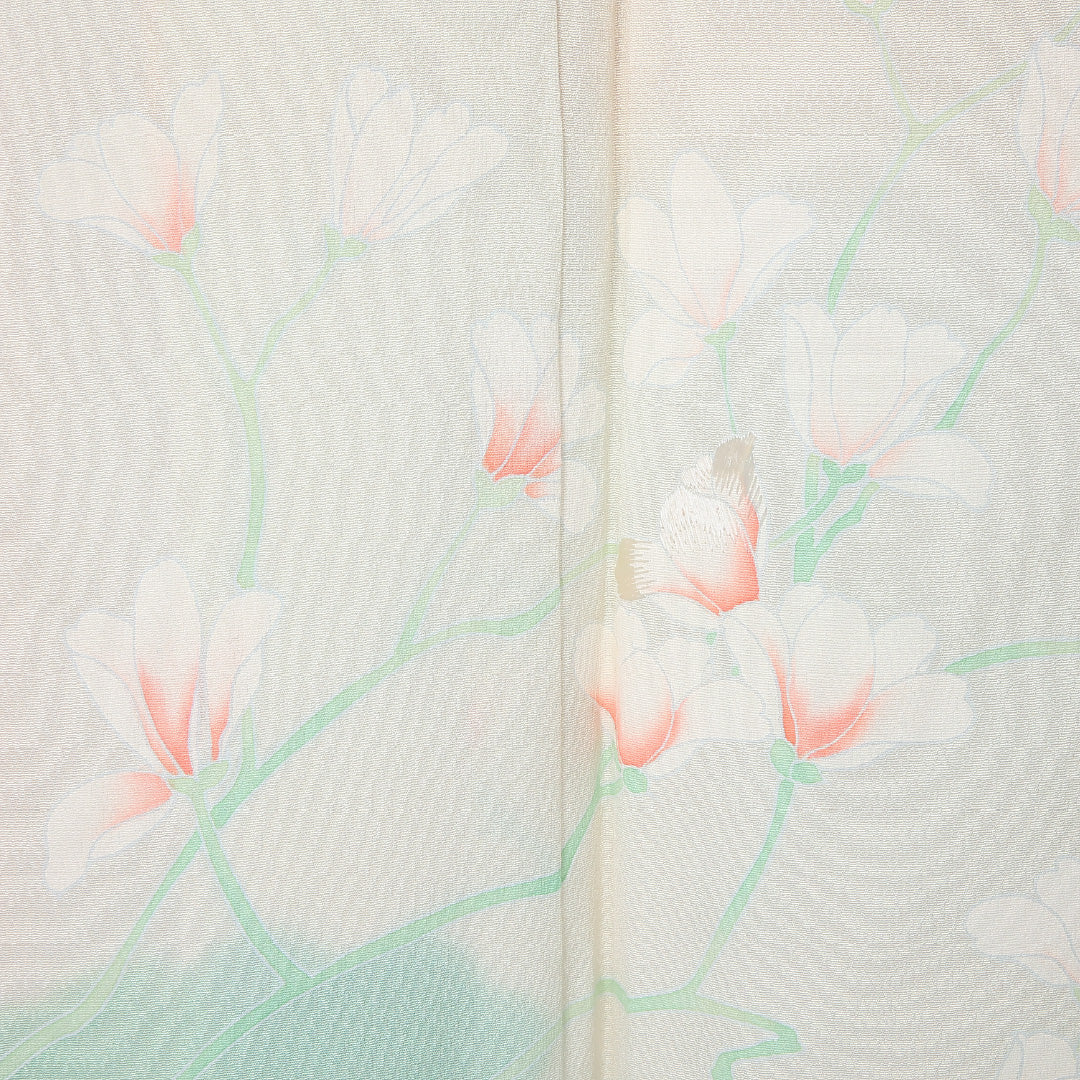 訪問着 袷 身丈150cm 裄丈63cm 正絹 Sランク セミフォーマル 広衿 Sサイズ 刺繍 花柄 白系 RP 1217-12497