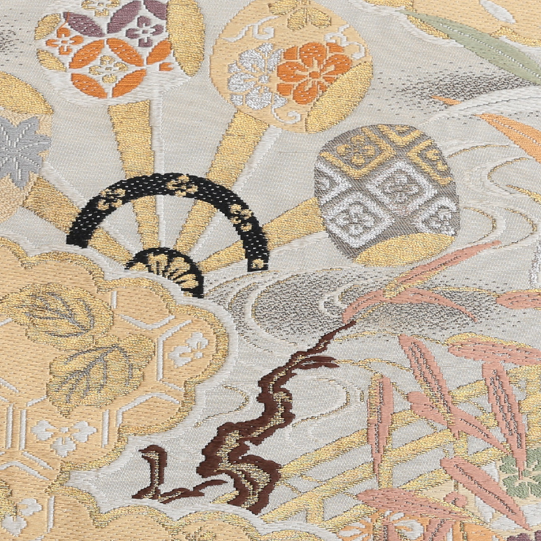 アンティーク 丸帯 帯丈394cm 全通 仕立て上がり フォーマル 唐織 Aランク 吉祥文様 金系 122300526321