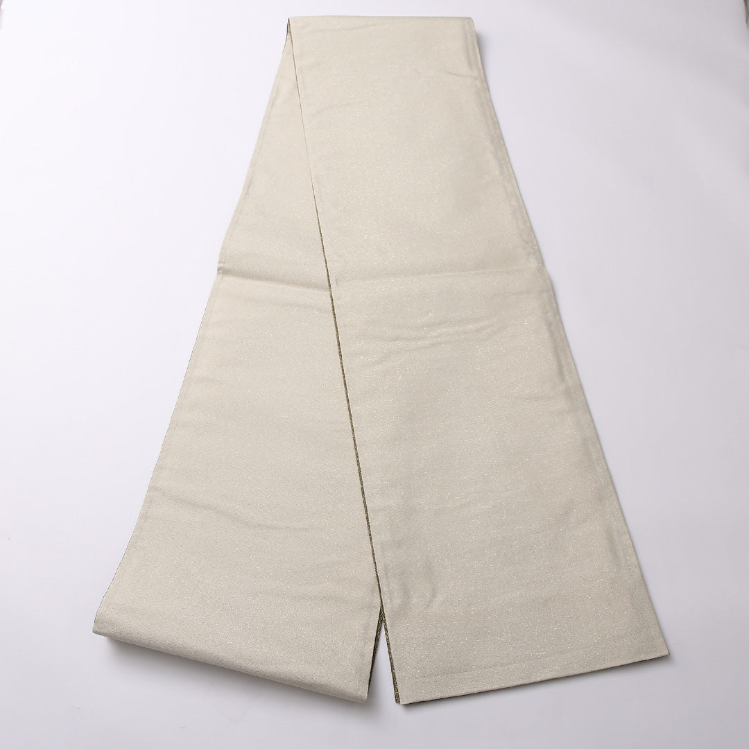 未使用品 袋帯 帯丈444cm 正絹 全通 インフォーマル 間道 茶系 緑系 1243-01597