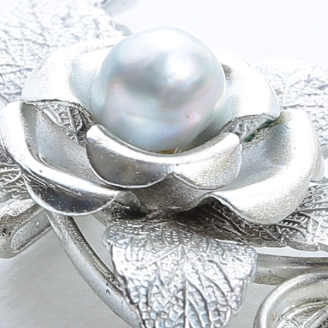 帯留め Sランク シルバー パール 銀系 1231-000151