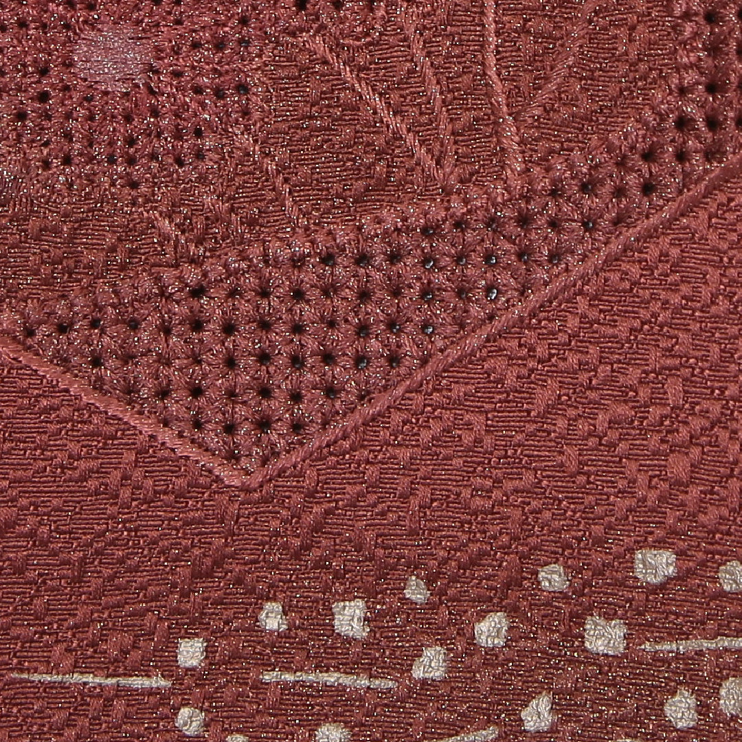 道行コート 身丈91cm 裄丈67.5cm 正絹 Sランク L 汕頭刺繡 蘇州刺繡 亀甲 金彩 芝草 茶系 1217-00573