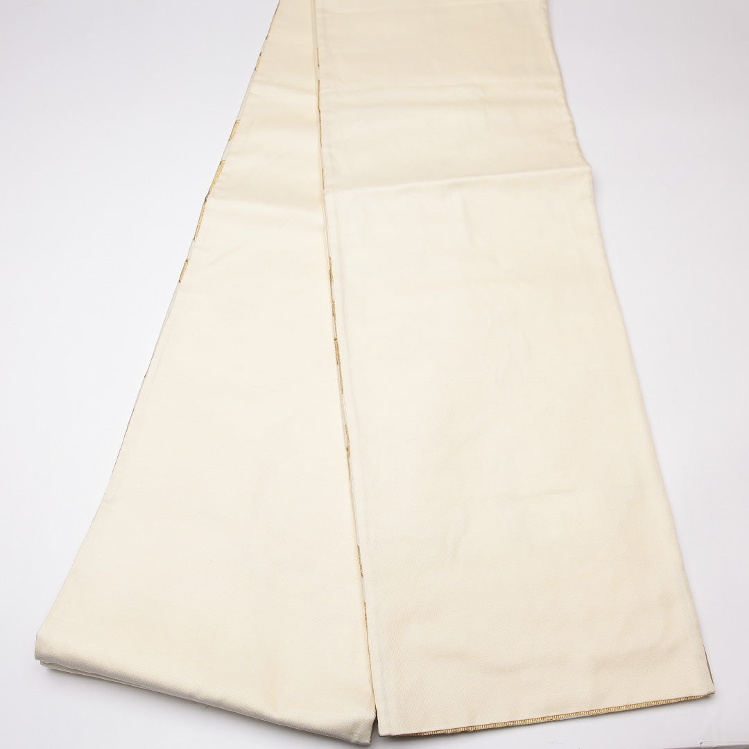 袋帯 帯丈432cm 正絹 六通 フォーマル 蜀江 宝相華 金系 白系 1243-01218