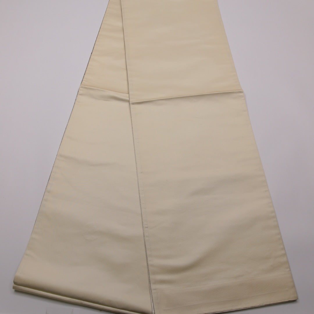 袋帯 帯丈428cm 六通 フォーマル Cランク 正絹 花柄 流水 上品 落ち着き クリーム系 1223-01435