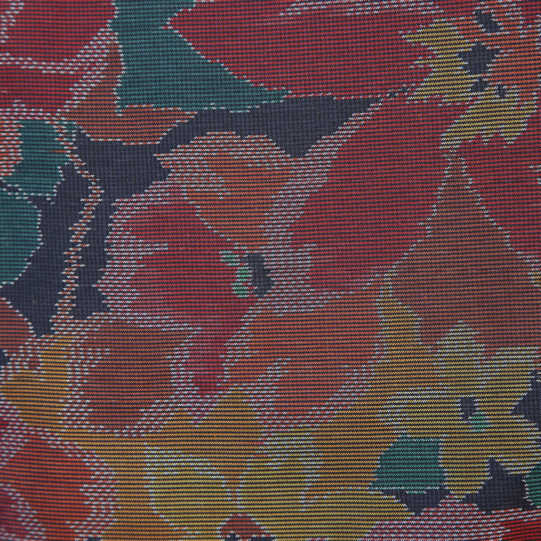 大島紬 袷 身丈162cm 裄丈67cm 正絹 Sランク インフォーマル 広衿 Lサイズ 花柄 紫系 M4 1223-13212