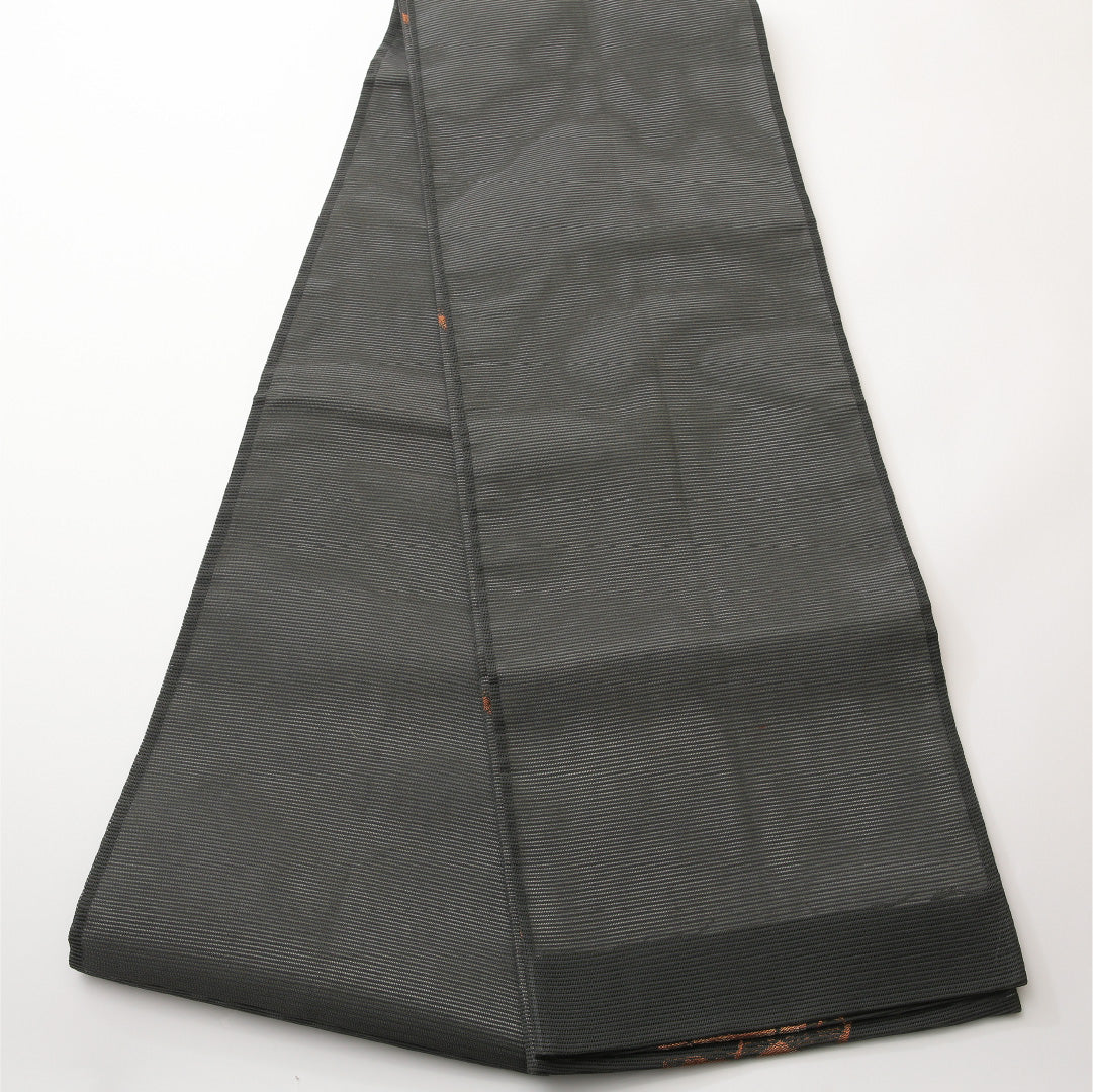 夏物 名古屋帯 六通 帯丈364cm カジュアル Sランク 正絹 絽 葡萄 黒系 1224-01989