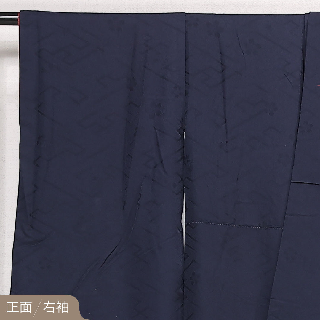 振袖 袷 身丈177cm 裄丈64cm 正絹 Sランク フォーマル 広衿 3XLサイズ 金彩 菊 松 紺系 M4 1215-06833