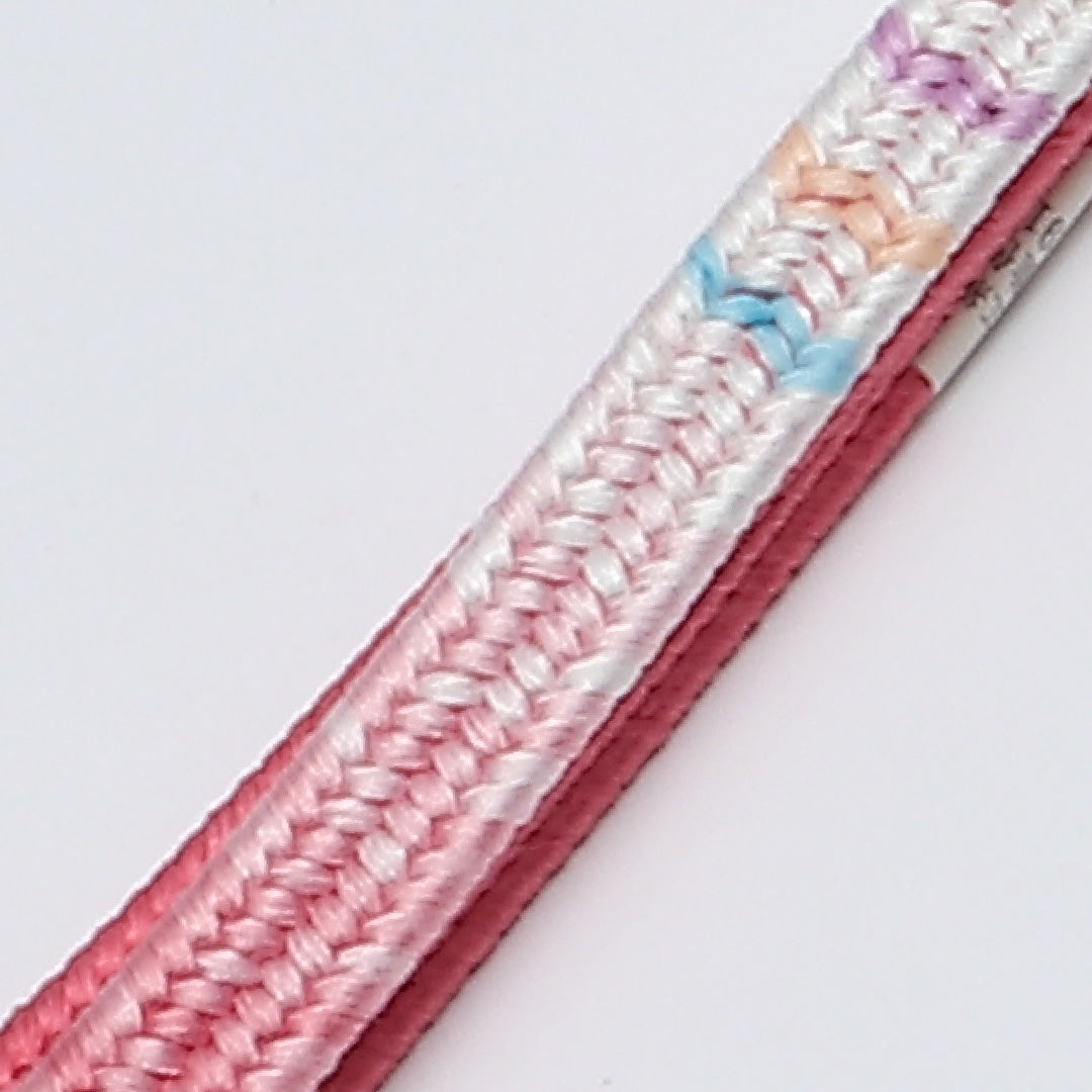未使用品 帯締め 平組紐 平唐組 正絹 多色系 ピンク系 1251-02084
