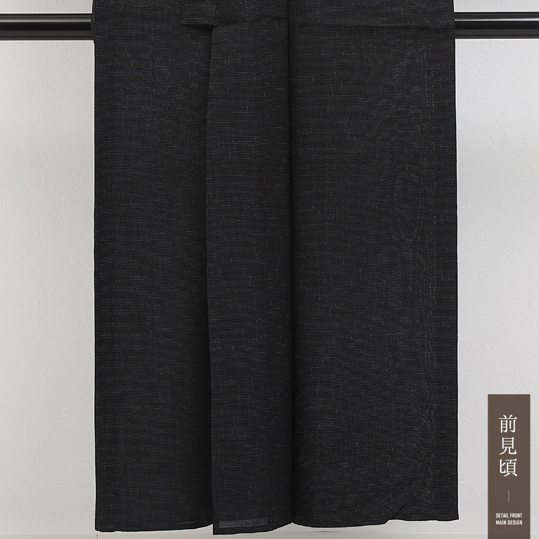 夏物 男着物 (紬) 夏紬 身丈146cm 裄丈68cm 正絹 Aランク インフォーマル バチ衿 Mサイズ 抽象柄 黒系 RP 1224-17293