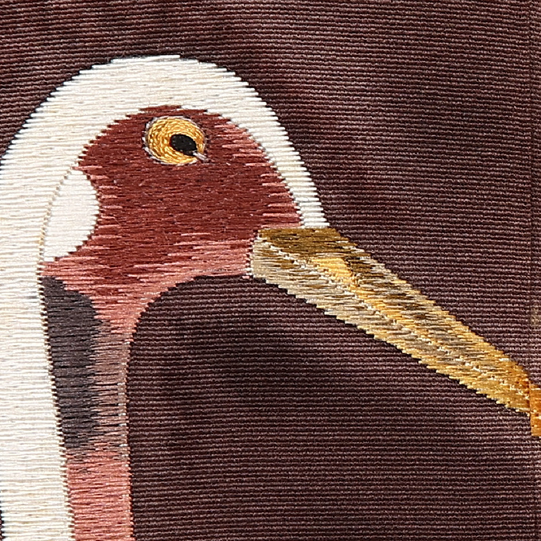 色留袖 三つ紋 丸に枝竜胆 身丈159cm 裄丈67cm Bランク 正絹 袷 比翼 広衿 M 刺繍 鶴 セミフォーマル 独創的 存在感 クリーム系 ピンク系 1211-F0573