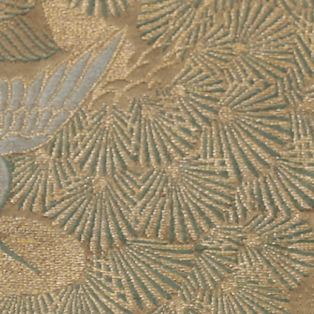 アンティーク 丸帯 帯丈396cm 全通 鶴 フォーマル 金系 正絹 Aランク 1223-00627