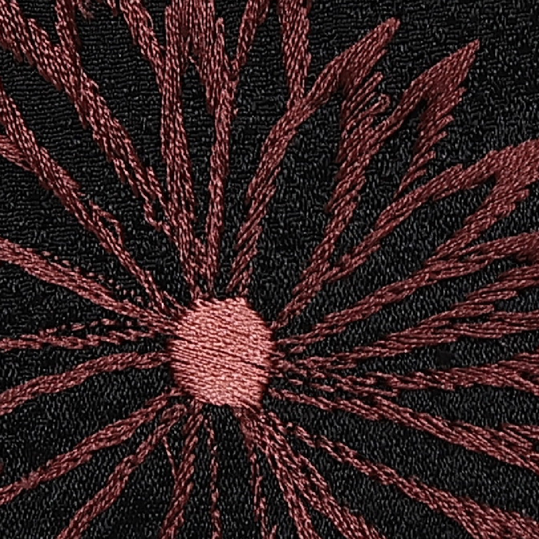 黒羽織 袷 身丈775cm 裄丈64cm 正絹 Aランク インフォーマル Mサイズ 刺繍 紐あり 菊 黒系 RP 1233-13744