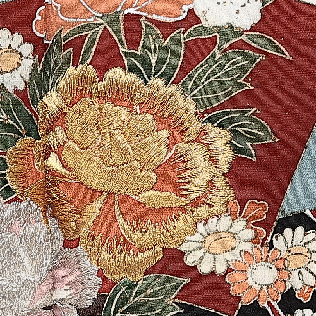 黒留袖 五つ紋 五三桐 身丈163cm 裄丈63.5cm Sランク 正絹 袷 比翼 広衿 L 刺繍 吉祥文様 フォーマル 古典的 華やか 黒系 1211-F0602