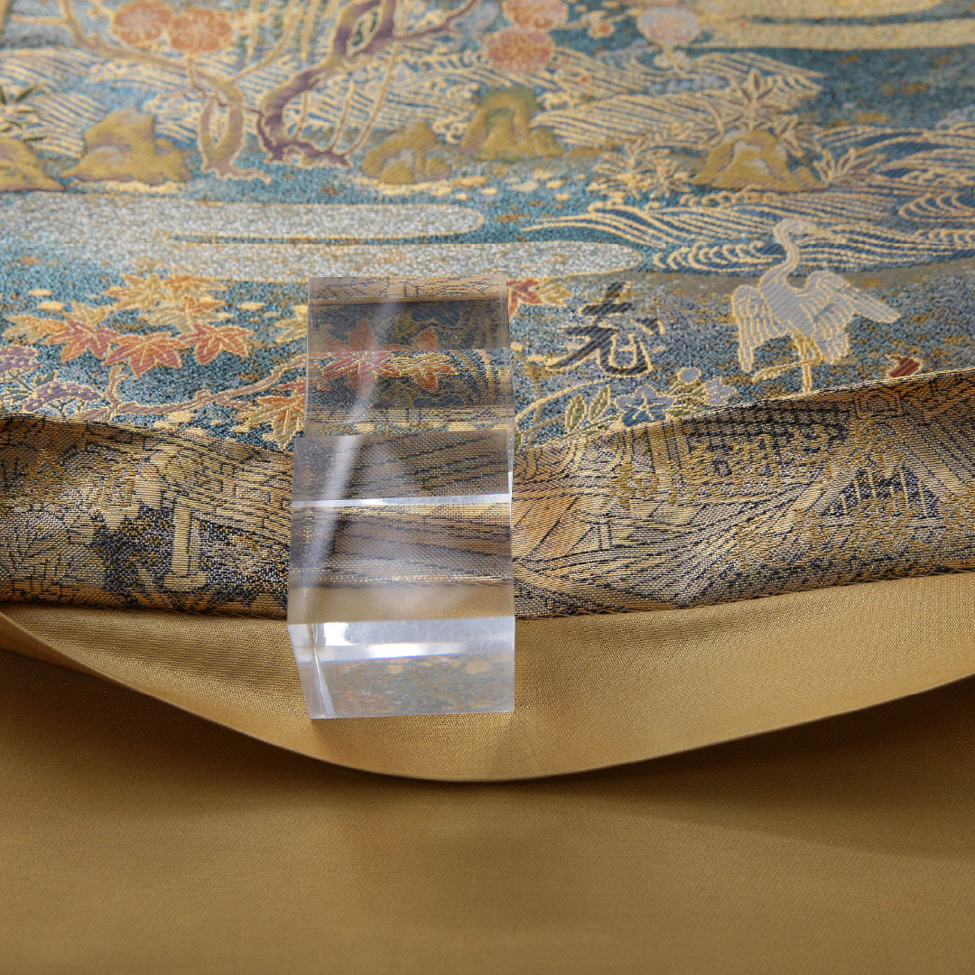 袋帯 帯丈436cm フォーマル 六通 Sランク 正絹 古典柄 吉祥文様 金系 1223-02038