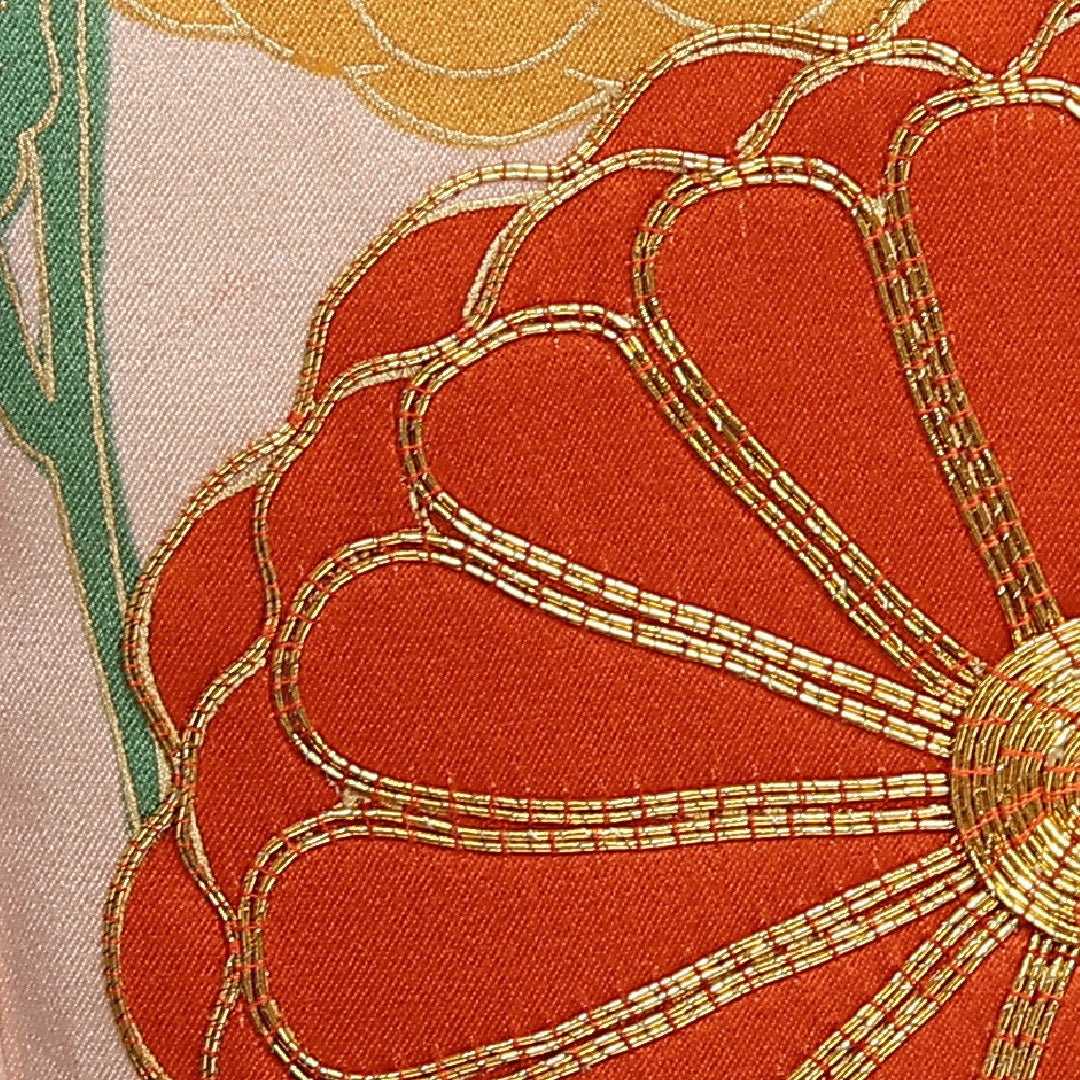 振袖 身丈160cm 裄丈64cm Cランク 正絹 袷 広衿 L 吉祥文様 フォーマル クリーム系 1213-F0520