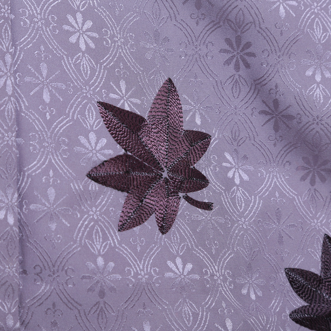 付下げ 袷 身丈165cm 裄丈66cm 正絹 Sランク 紋意匠 (花菱) インフォーマル 広衿 XLサイズ 刺繍 紅葉 紫系 RP 1218-04270